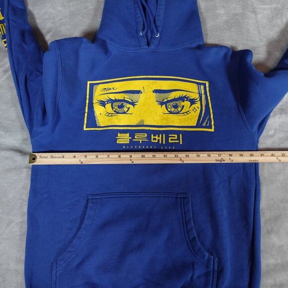 Max Blueberry Eyes Anime Style Pullover Hoodie Mens Small Music Blue - Picture 6 of 8